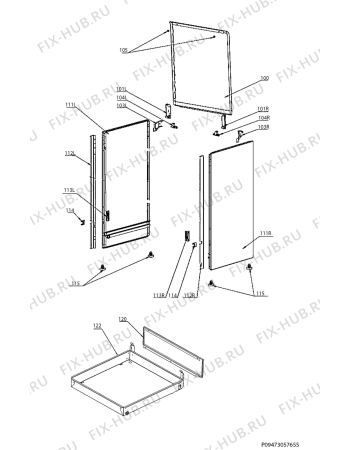 Взрыв-схема плиты (духовки) Electrolux EKK513519X - Схема узла Housing 001