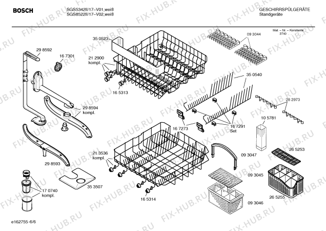 Взрыв-схема посудомоечной машины Bosch SGS8522II Exklusiv - Схема узла 06