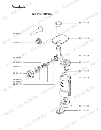 Взрыв-схема мясорубки Moulinex ME510H30/350 - Схема узла AP004659.4P2