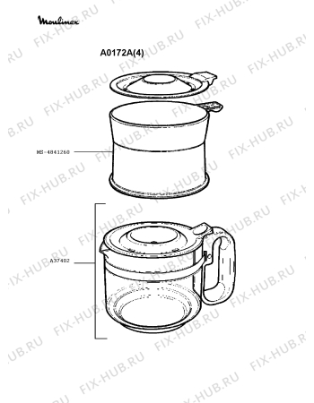 Взрыв-схема кофеварки (кофемашины) Moulinex A0172A(4) - Схема узла CP001365.6P2