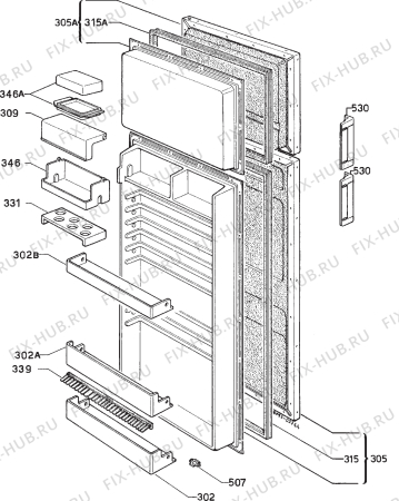 Взрыв-схема холодильника Privileg 350249 - Схема узла Door 003