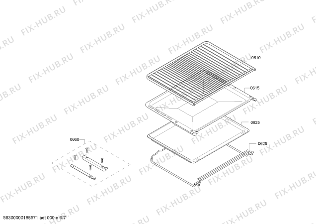 Взрыв-схема плиты (духовки) Bosch HCA744620R - Схема узла 06