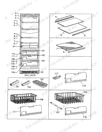 Взрыв-схема холодильника Electrolux ER3414B - Схема узла Internal parts