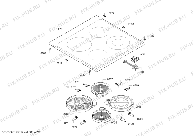 Схема №3 PHCB595G50 с изображением Рефлектор для плиты (духовки) Bosch 00790039