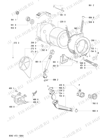 Взрыв-схема стиральной машины Indesit AWOD55061 (F091473) - Схема узла