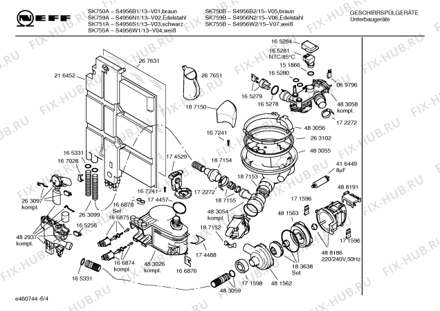 Схема №1 S4956N2 SK759B с изображением Инструкция по эксплуатации для посудомоечной машины Bosch 00586075