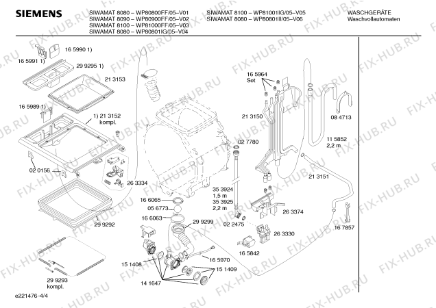 Схема №1 WP80900FF SIWAMAT 8090 с изображением Инструкция по эксплуатации для стиральной машины Siemens 00525539