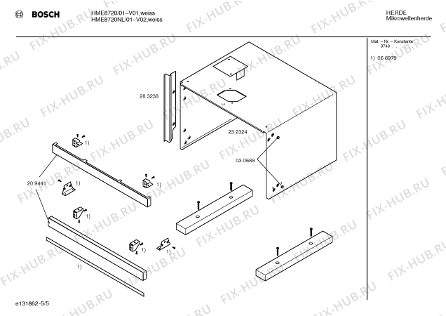 Схема №1 HME8720 с изображением Панель для микроволновой печи Bosch 00287232