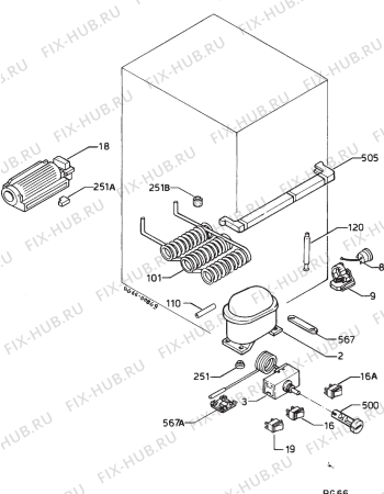 Взрыв-схема холодильника Zanussi ZF134UF - Схема узла Cooling system 017