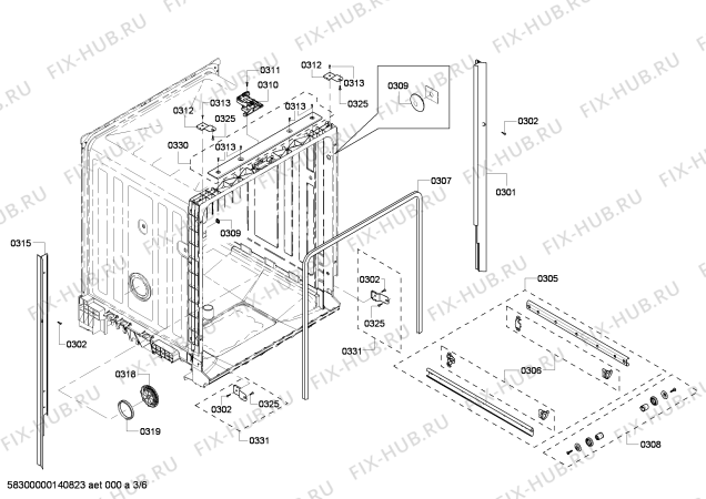 Взрыв-схема посудомоечной машины Bosch SHX5AL05UC - Схема узла 03