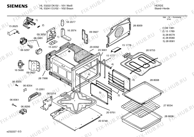 Схема №1 HL53241EU с изображением Стеклокерамика для плиты (духовки) Siemens 00233643