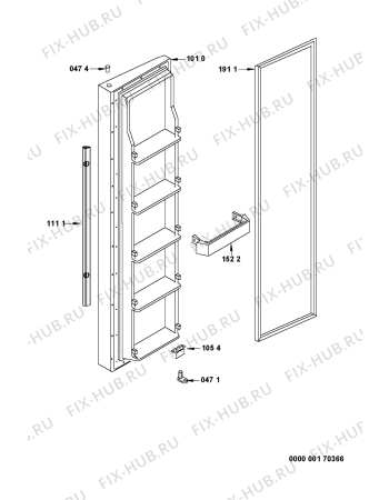 Схема №1 S25C FWW2X с изображением Дверца для холодильной камеры Whirlpool 481241619497