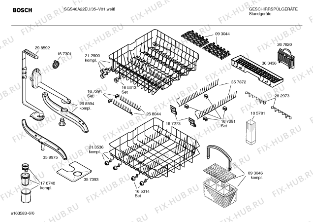 Взрыв-схема посудомоечной машины Bosch SGS46A22EU - Схема узла 06