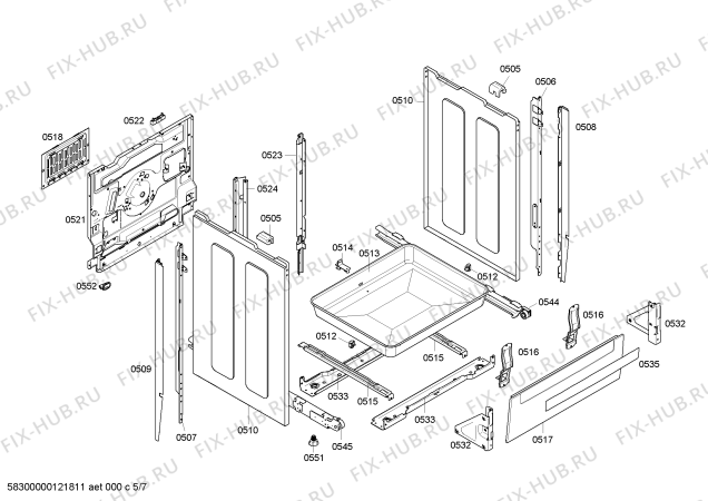 Схема №1 HLN444420V с изображением Стеклокерамика для духового шкафа Bosch 00476461