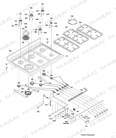 Взрыв-схема плиты (духовки) Aeg Electrolux 47009GO-MN - Схема узла Section 1