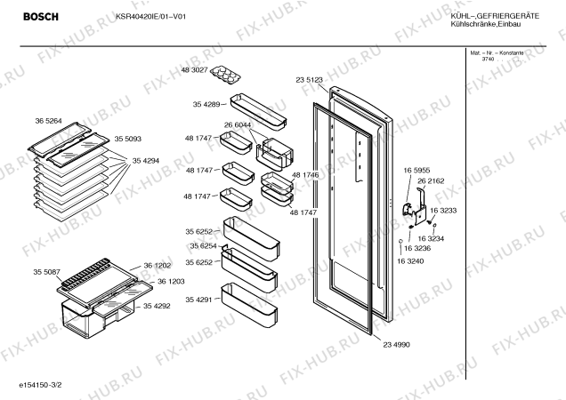 Взрыв-схема холодильника Bosch KSR40420IE - Схема узла 02