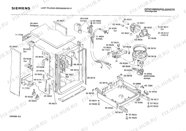 Схема №2 SR25004 с изображением Панель для электропосудомоечной машины Siemens 00271521