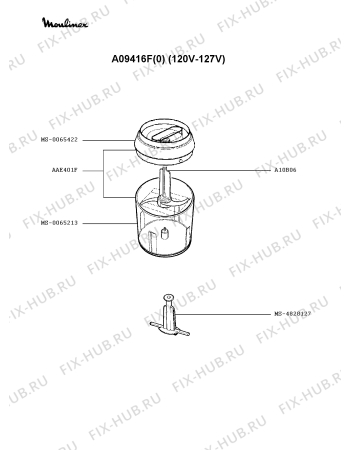 Взрыв-схема блендера (миксера) Moulinex A09416F(0) - Схема узла MP001096.6P2