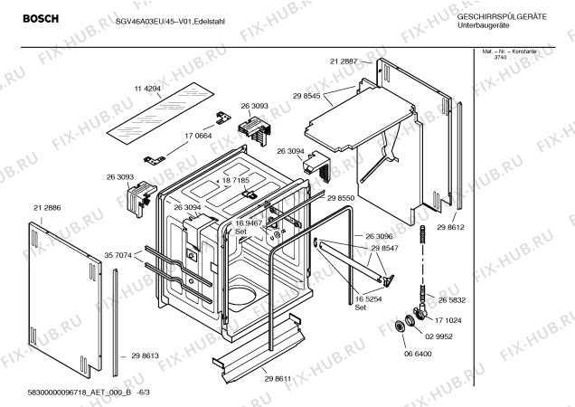 Схема №3 SHV46A23 с изображением Инструкция по эксплуатации для электропосудомоечной машины Bosch 00592071