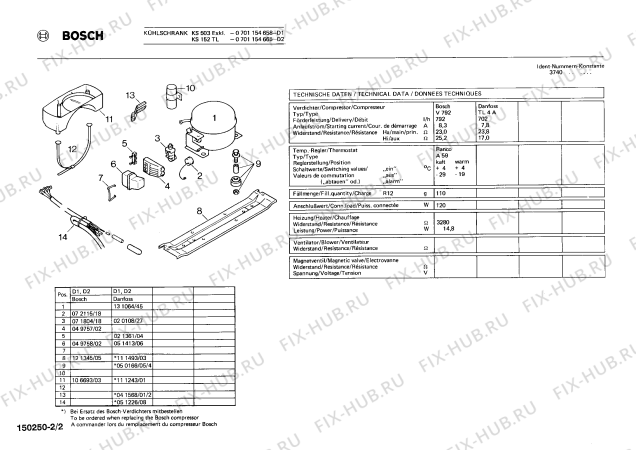 Схема №1 0701154665 KS152TL с изображением Дверь морозильной камеры для холодильника Bosch 00121990