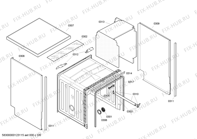 Взрыв-схема посудомоечной машины Bosch SGS46E42EU - Схема узла 03