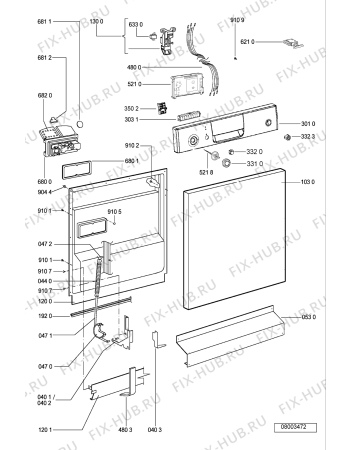 Схема №1 ADP 4300 с изображением Панель для посудомоечной машины Whirlpool 481245372445