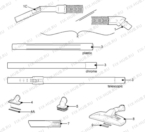 Взрыв-схема пылесоса Electrolux Z2650 - Схема узла Hose