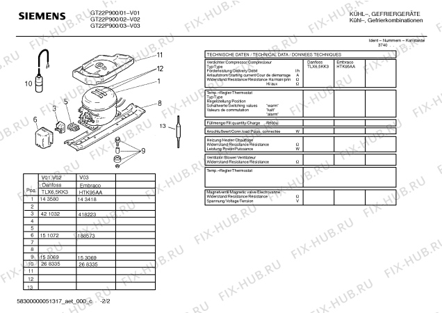Взрыв-схема холодильника Siemens GT22P900 - Схема узла 02