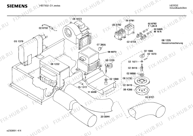 Взрыв-схема плиты (духовки) Siemens HB7502 - Схема узла 04