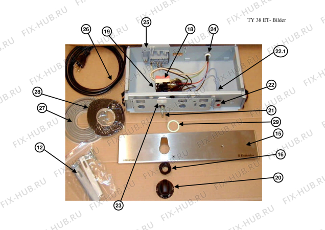 Взрыв-схема плиты (духовки) Electrolux TY38.3SW/SP - Схема узла Internal parts