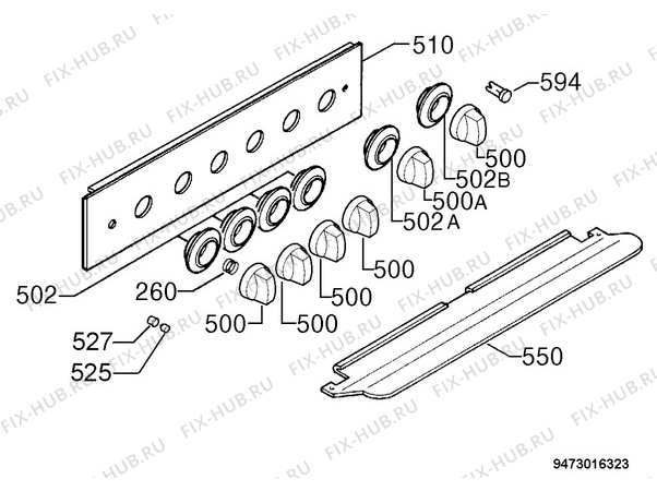 Взрыв-схема плиты (духовки) Rex Electrolux RB550GS - Схема узла Command panel 037