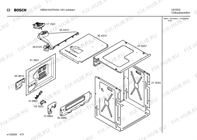 Схема №1 HBN216UFN с изображением Панель для духового шкафа Bosch 00350574