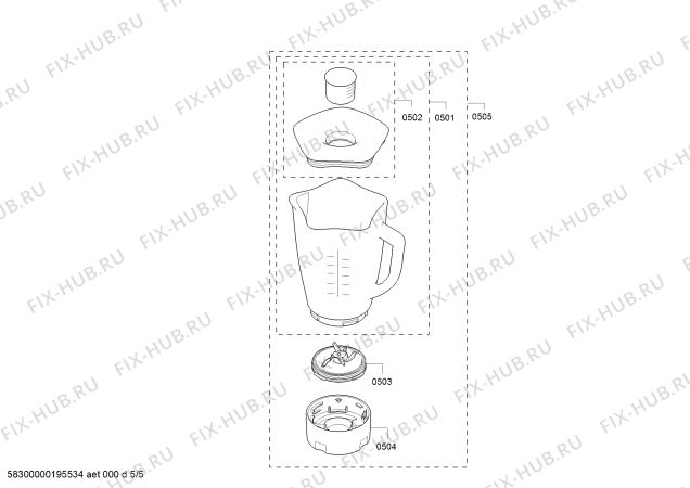 Взрыв-схема кухонного комбайна Bosch MUM9DT5S41 OptiMUM - Схема узла 05