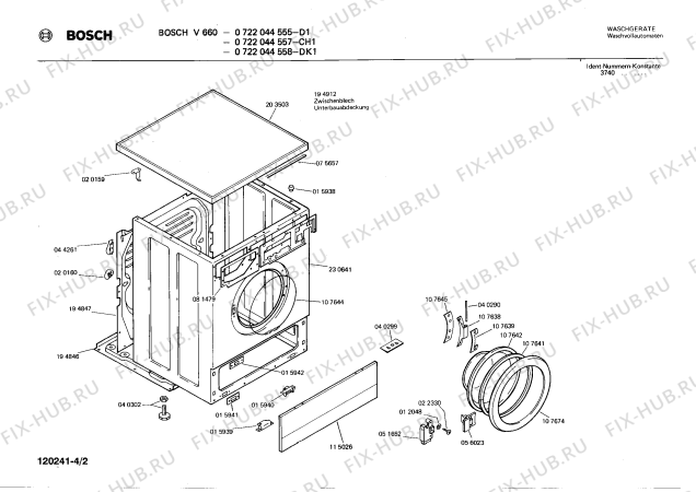 Взрыв-схема стиральной машины Bosch 0722044558 V660 - Схема узла 02