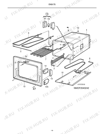 Взрыв-схема комплектующей Electrolux EKC6180 - Схема узла H10 Oven Cavity (small)