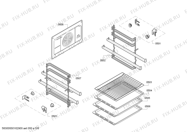 Взрыв-схема плиты (духовки) Bosch HGG94W355R Bosch & Panel Printing - Схема узла 05