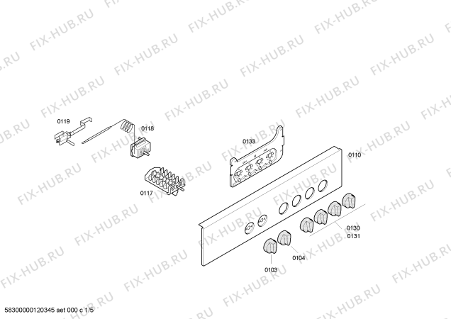 Схема №1 3HF503BP с изображением Ручка конфорки для духового шкафа Bosch 00606683