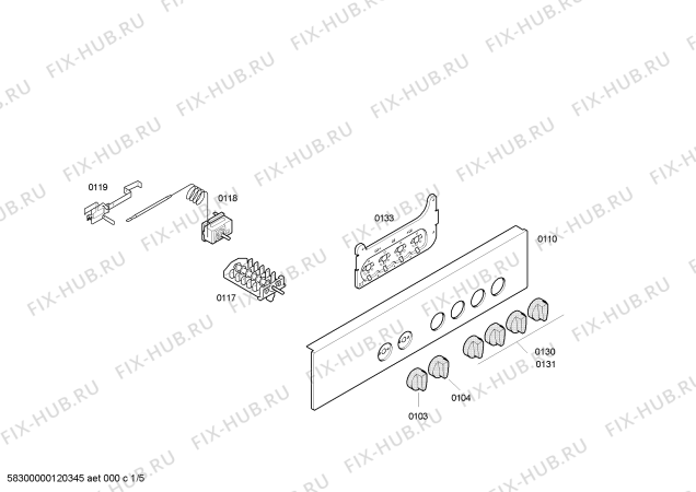 Схема №1 3HF503BP с изображением Ручка конфорки для духового шкафа Bosch 00606684