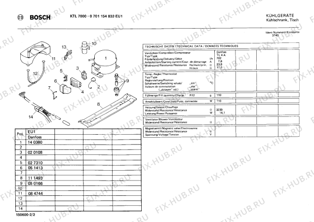 Взрыв-схема холодильника Bosch 0701154832 KTL7000 - Схема узла 02