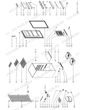 Схема №1 RF 1255/G/2 с изображением Уплотнение для холодильника Whirlpool 481946818037