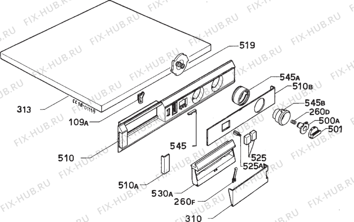 Взрыв-схема стиральной машины Zanussi ZF71.65G - Схема узла Command panel 037