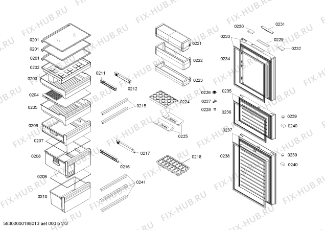 Взрыв-схема холодильника Bosch KGF30S150C - Схема узла 02