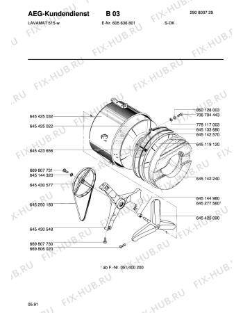 Взрыв-схема стиральной машины Aeg LAV515 W - Схема узла Tub