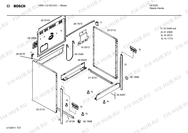 Взрыв-схема плиты (духовки) Bosch HSN112KEU - Схема узла 02