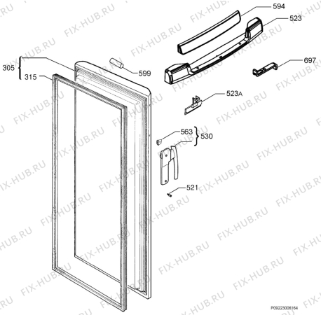 Взрыв-схема холодильника Electrolux EUF23391W - Схема узла Door 003