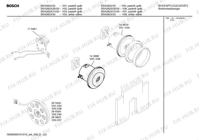 Схема №1 VS52A23 SUPER XS DINO с изображением Труба для мини-пылесоса Bosch 00360253
