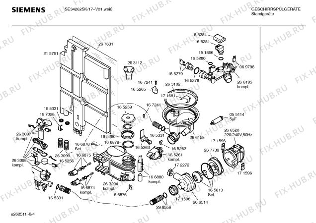 Взрыв-схема посудомоечной машины Siemens SE34262SK - Схема узла 04