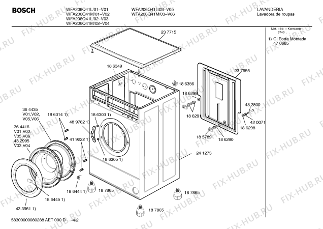 Взрыв-схема стиральной машины Bosch WFA206Q41M LAVADORA PROF 5PR 220V - Схема узла 02