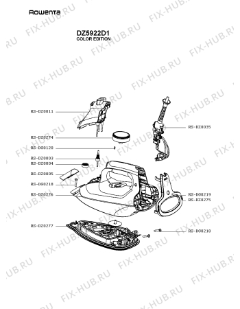 Схема №1 DZ5922D1 с изображением Крышка для электропарогенератора Rowenta RS-DZ0275