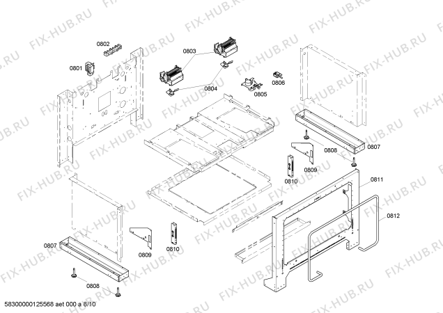 Схема №3 PRG364EDG с изображением Боковая часть корпуса для электропечи Bosch 00478920